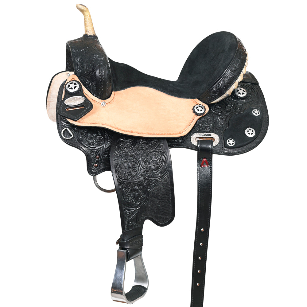 Flex Tree Western Horse Saddle American Leather Trail Barrel Black By Hilason