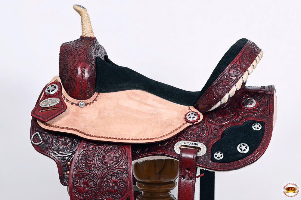 HILASON Flex Tree Western Horse Saddle American Leather Trail Barrel | for Horses