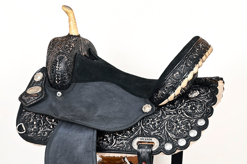 HILASON Flex Tree Western Horse Saddle American Leather Trail Barrel | for Horses