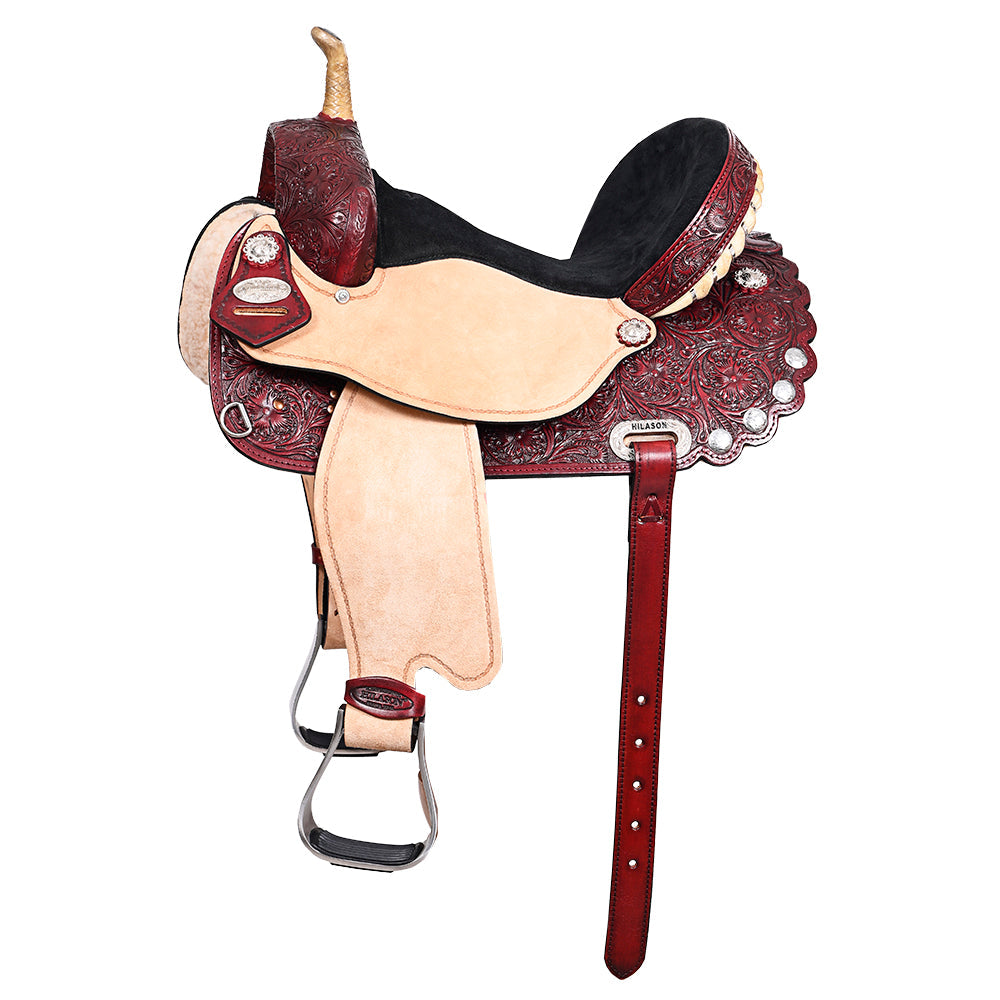 HILASON Flex Tree Western Horse Saddle American Leather Trail Barrel | for Horses