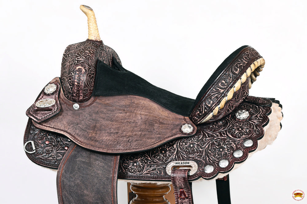 HILASON Flex Tree Western Horse Saddle American Leather Trail Barrel | for Horses