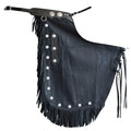 Hilason Western Bull Riding Leather Chinks, Black