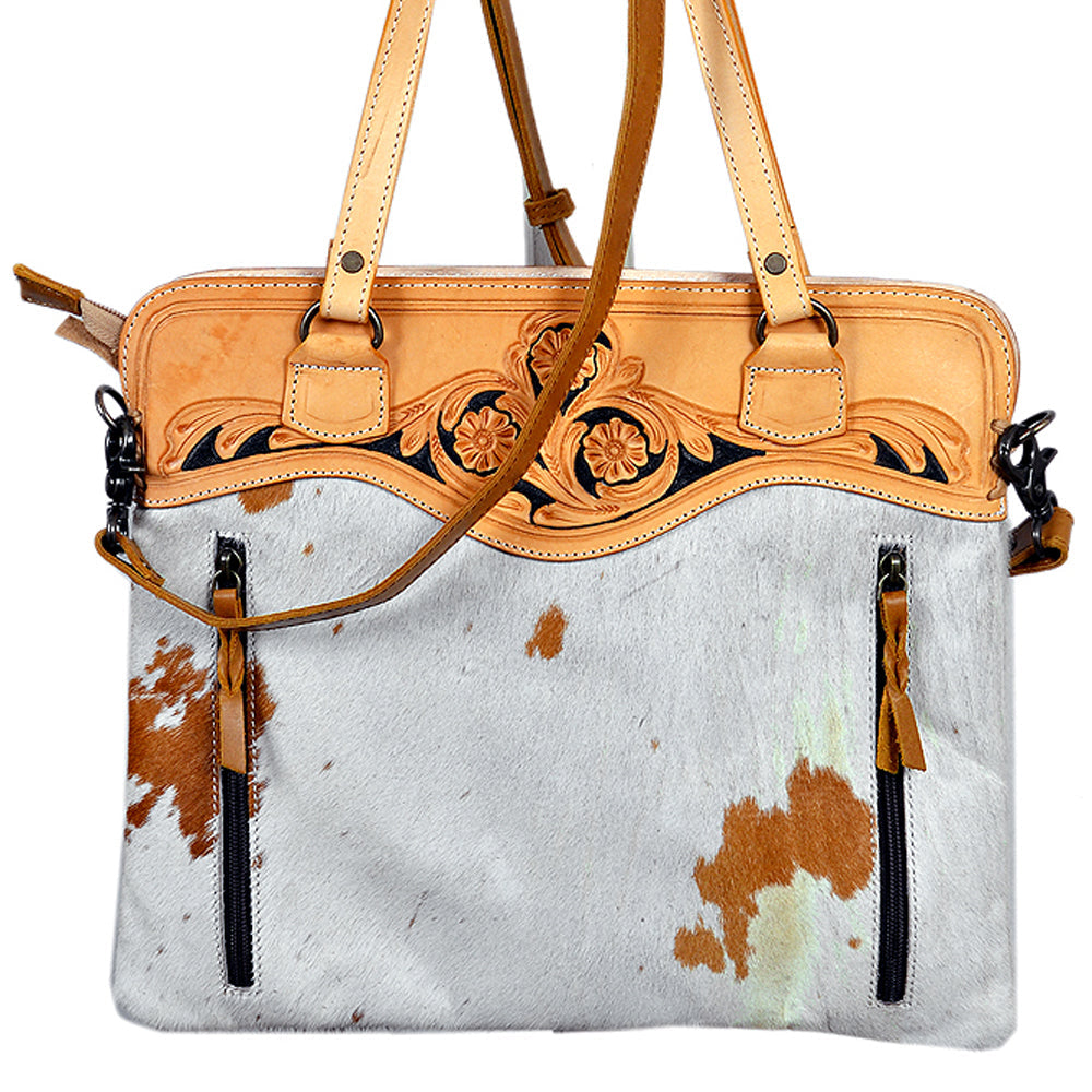 American Darling Crossbody Hand Tooled Hair-On Genuine Leather