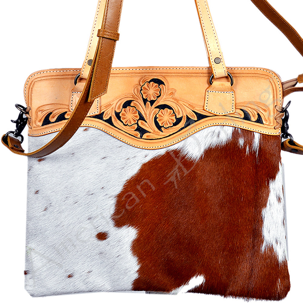 American Darling Crossbody Hand Tooled Hair-On Genuine Leather