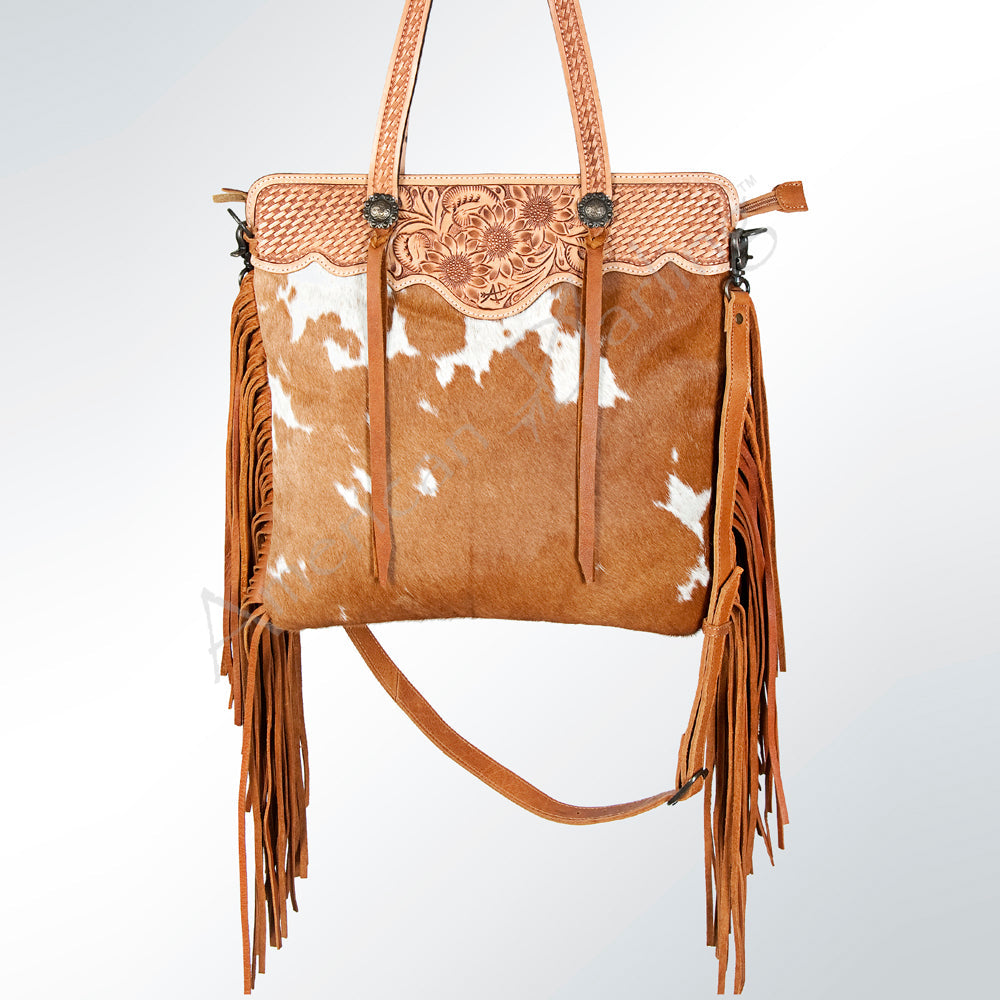 American Darling Crossbody Hand Tooled Hair-On Genuine Leather