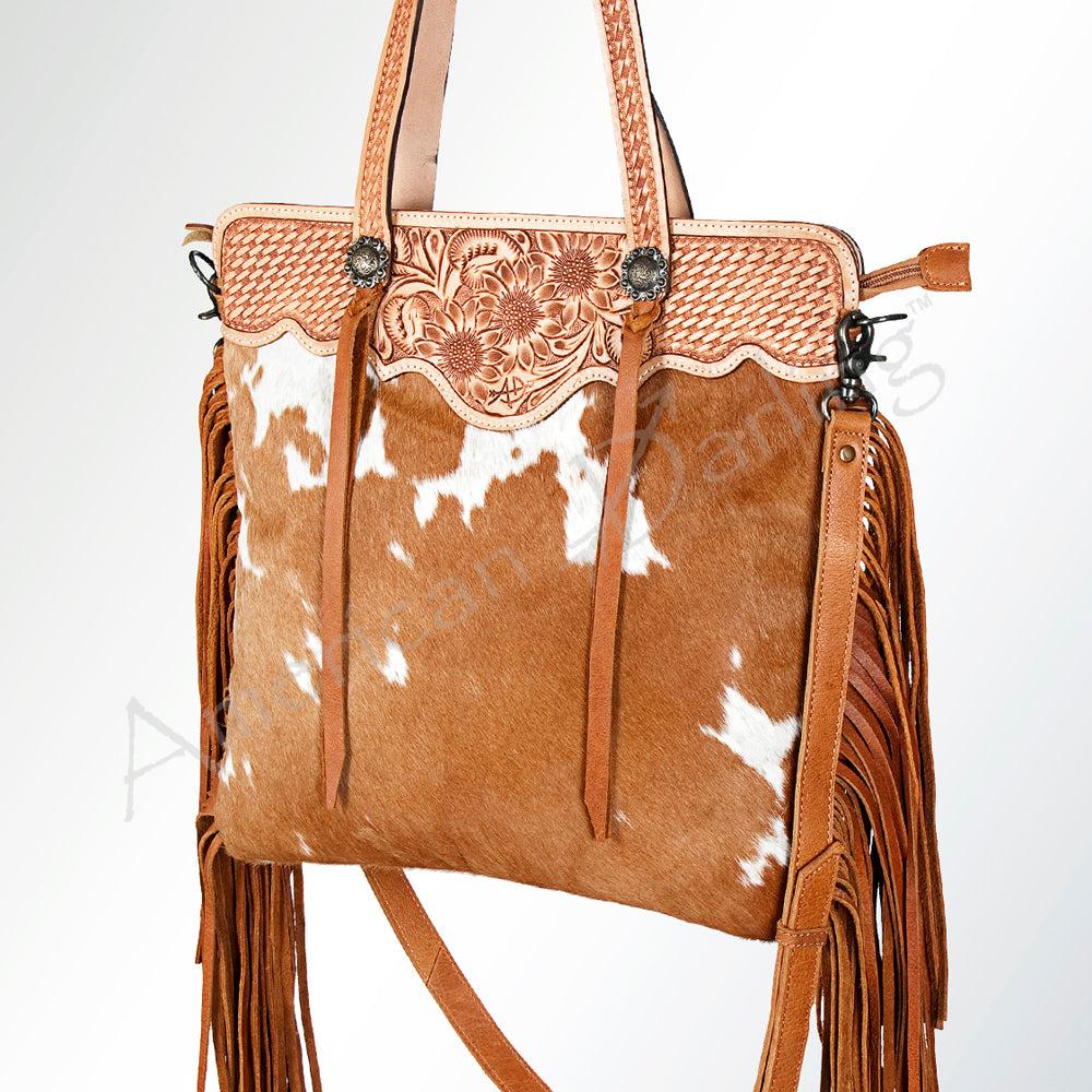 American Darling Crossbody Hand Tooled Hair-On Genuine Leather