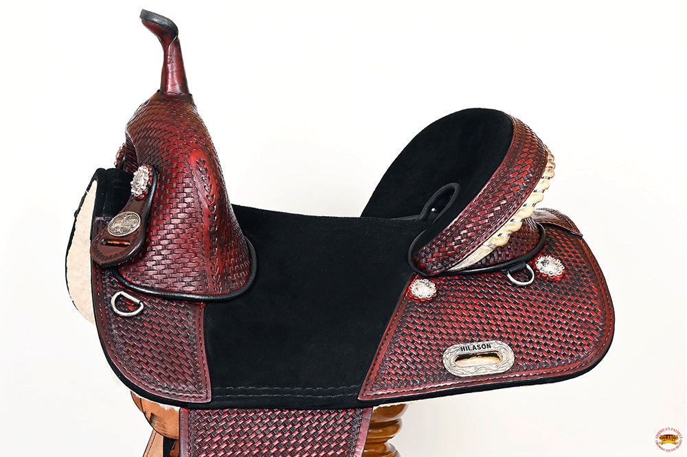 HILASON Western Horse Saddle American Leather Trail Barrel Racing | Treeless for Horses
