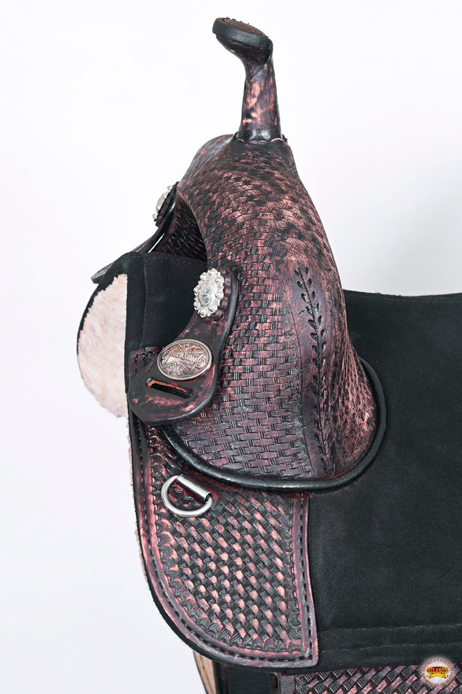 HILASON Western Horse Trail Barrel Racing American Leather Saddle | Treeless for Horses