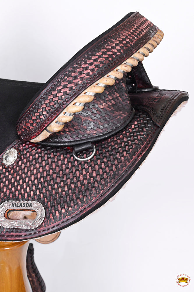 HILASON Western Horse Trail Barrel Racing American Leather Saddle | Treeless for Horses