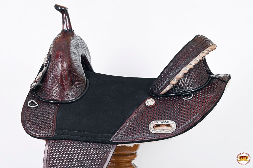 HILASON Western Horse Trail Barrel Racing American Leather Saddle | Treeless for Horses