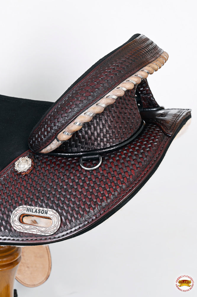 HILASON Western Horse Trail Barrel Racing American Leather Saddle | Treeless for Horses