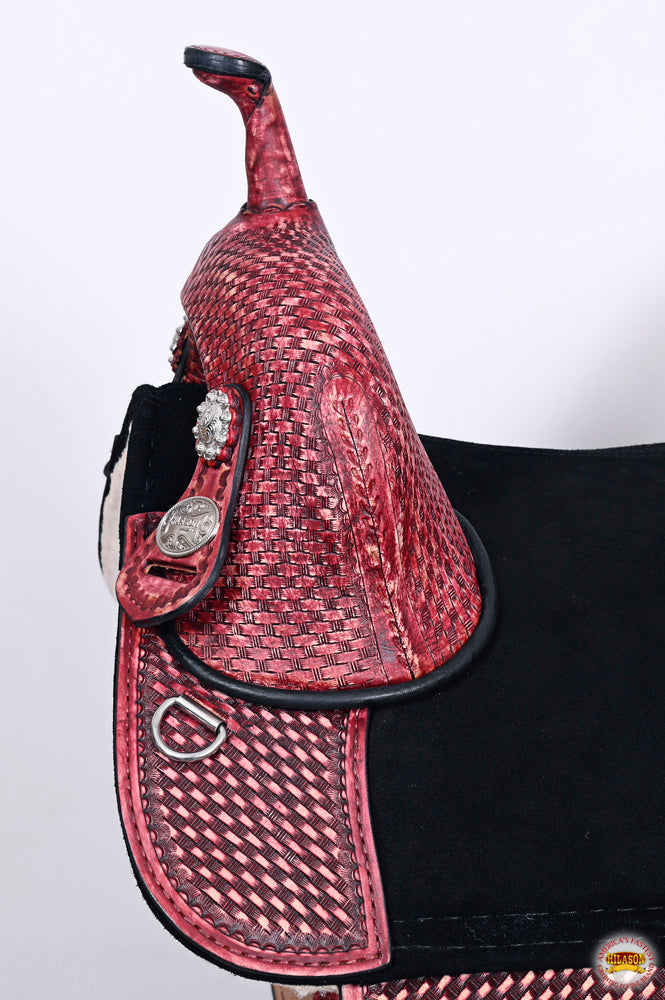 HILASON Western Horse Trail Barrel Racing American Leather Saddle | Treeless for Horses