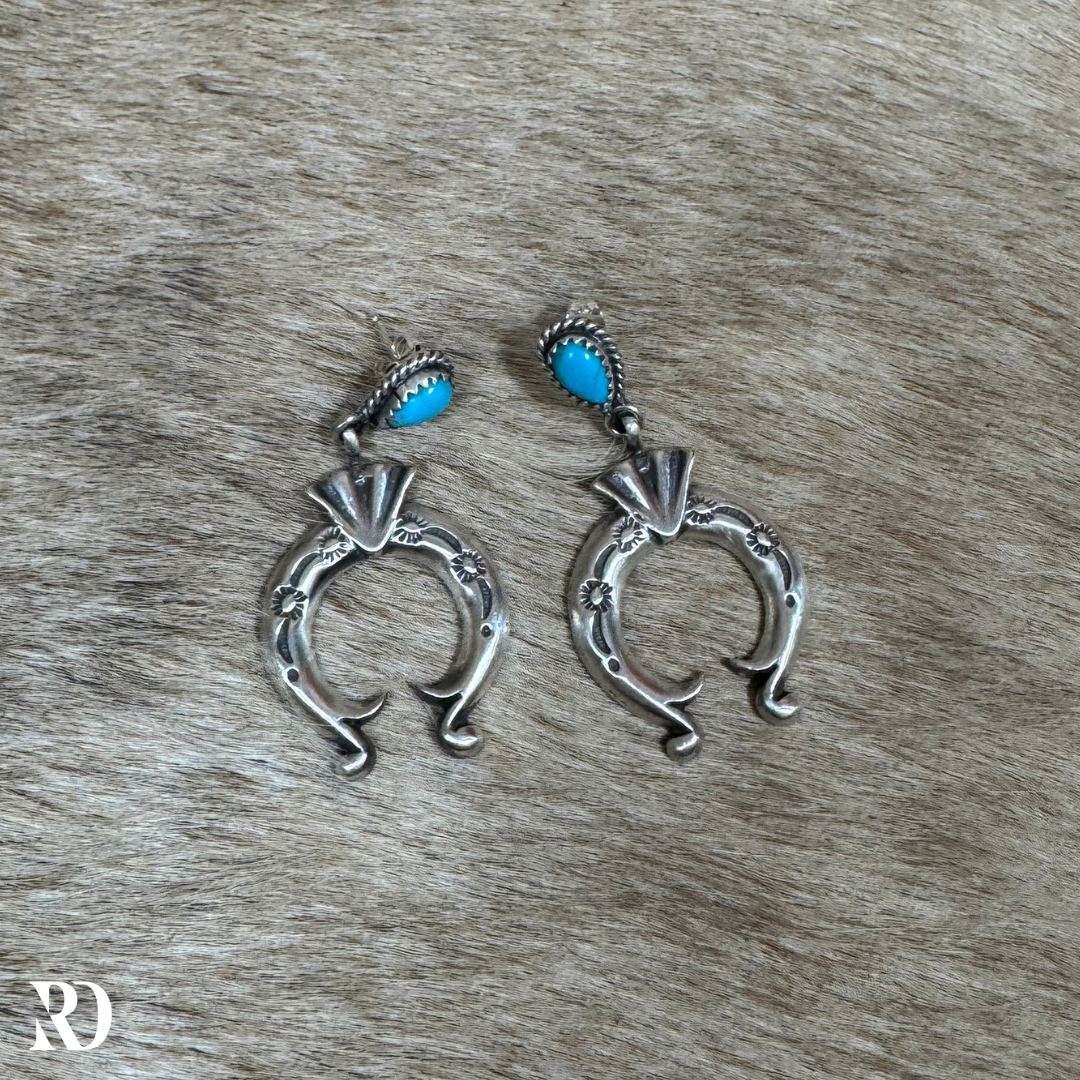 Naja Dangle Kingman Turquoise Earrings By Annette Chiqito — view 3