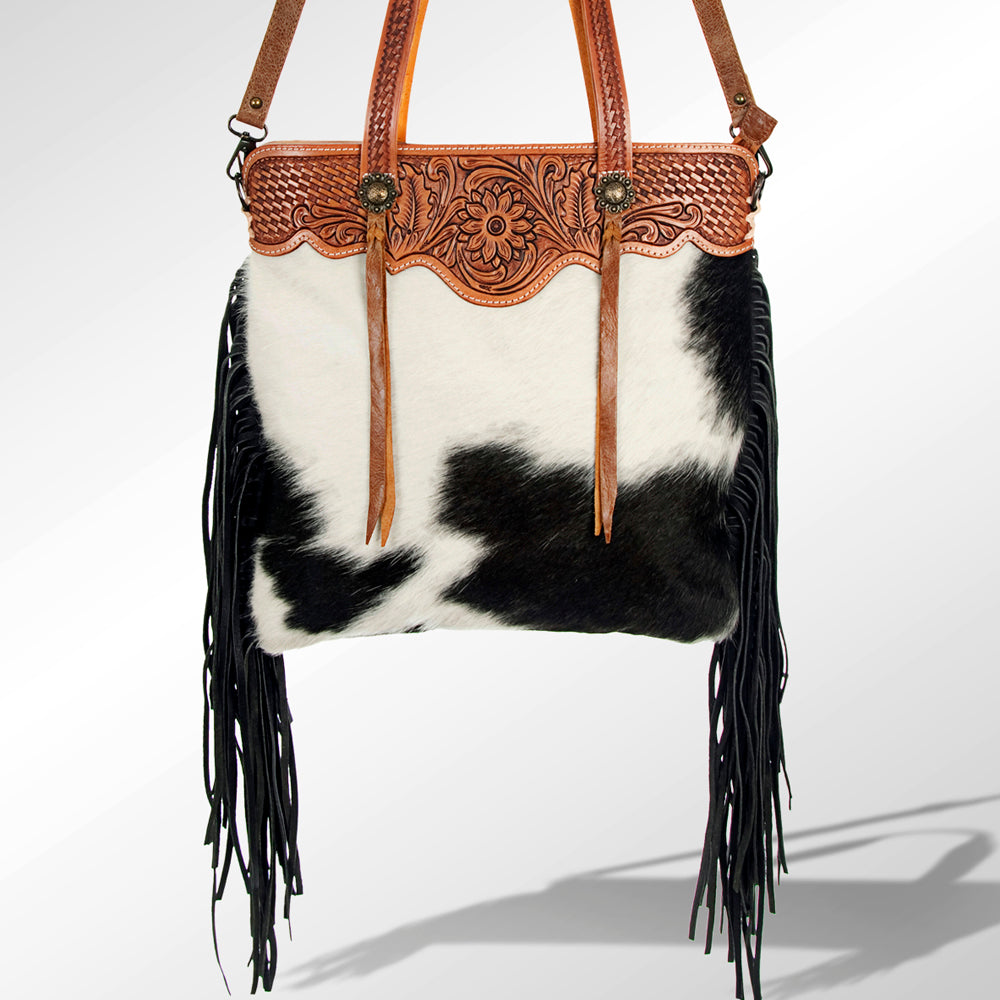 American Darling Crossbody Hand Tooled Hair-On Genuine Leather