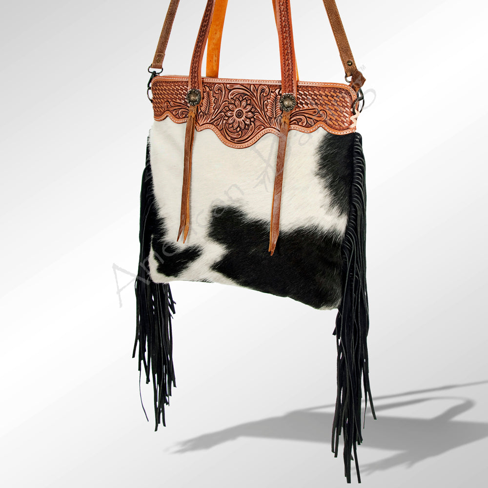 American Darling Crossbody Hand Tooled Hair-On Genuine Leather