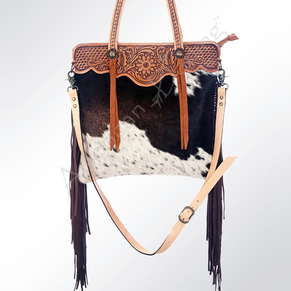 American Darling Crossbody Hand Tooled Hair-On Genuine Leather