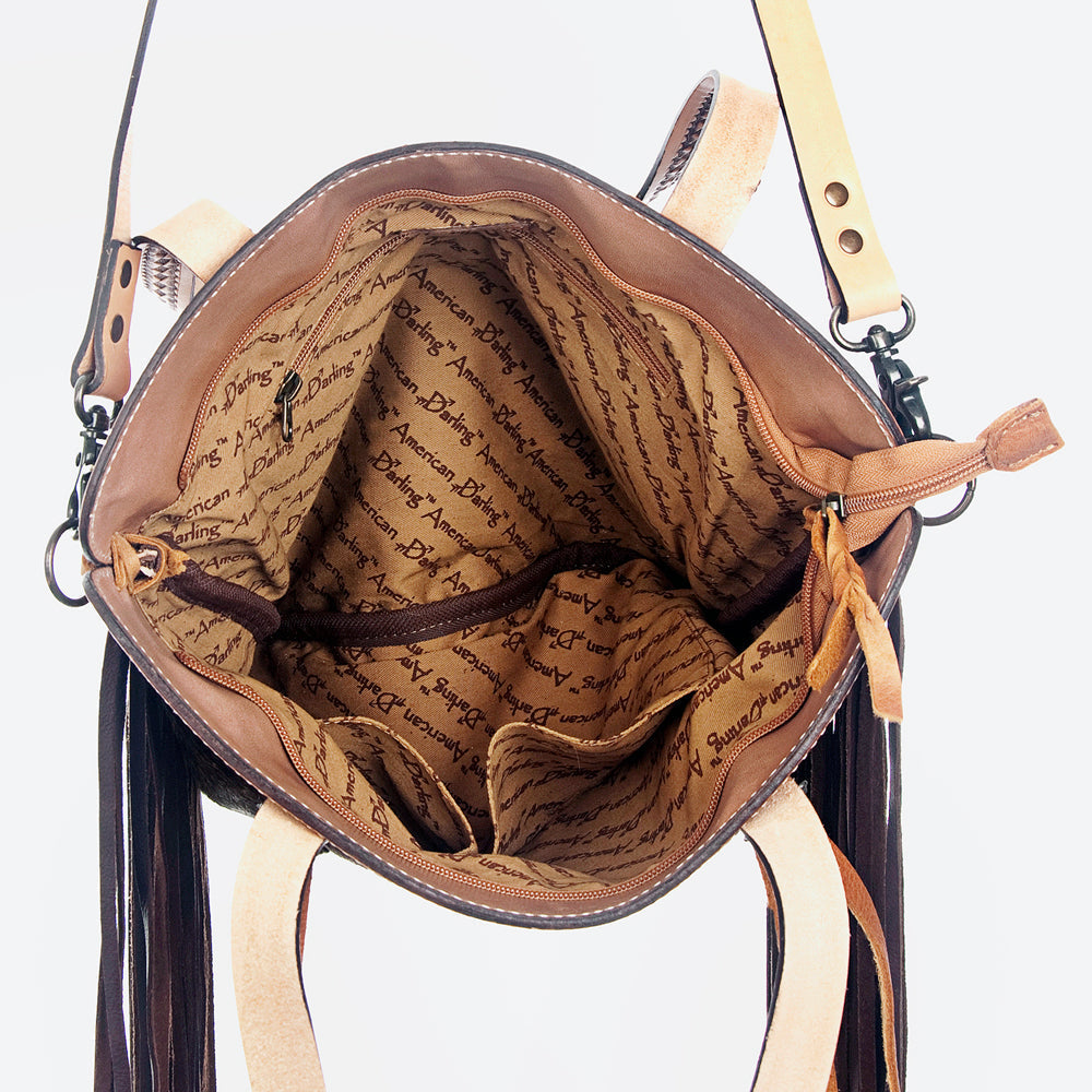 American Darling Crossbody Hand Tooled Hair-On Genuine Leather