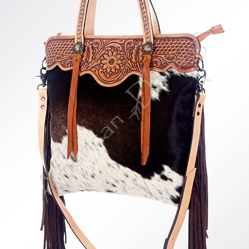 American Darling Crossbody Hand Tooled Hair-On Genuine Leather
