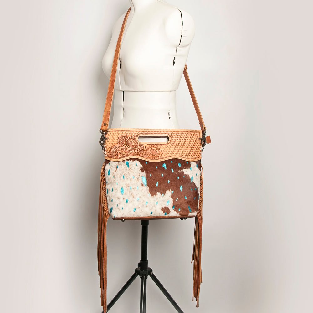 American Darling Clutch Hand Tooled Hair-On Genuine Leather