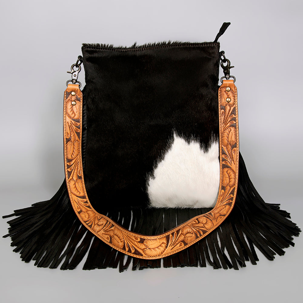 American Darling Messenger Hand Tooled Hair On Genuine Leather Western Women Bag Handbag Purse | Cute