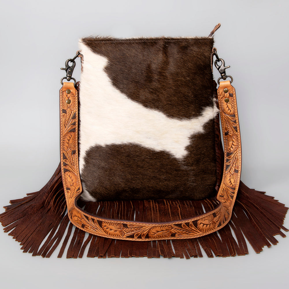 American Darling Messenger Hand Tooled Hair On Genuine Leather Western Women Bag Handbag Purse | Cute