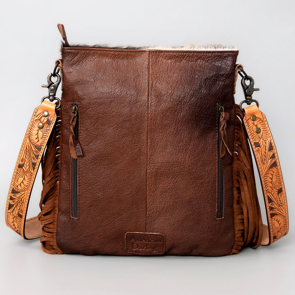American Darling Messenger Hand Tooled Hair On Genuine Leather Western Women Bag Handbag Purse | Cute