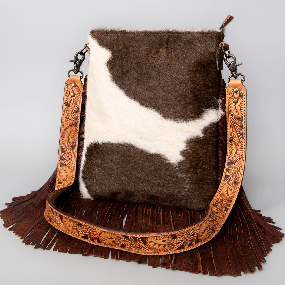 American Darling Messenger Hand Tooled Hair On Genuine Leather Western Women Bag Handbag Purse | Cute