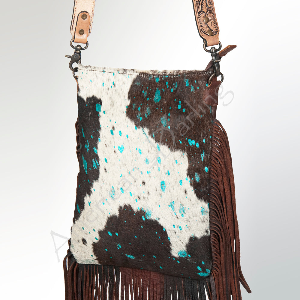 American Darling Messenger Hand Tooled Hair On Genuine Leather Western Women Bag Handbag Purse | Cute