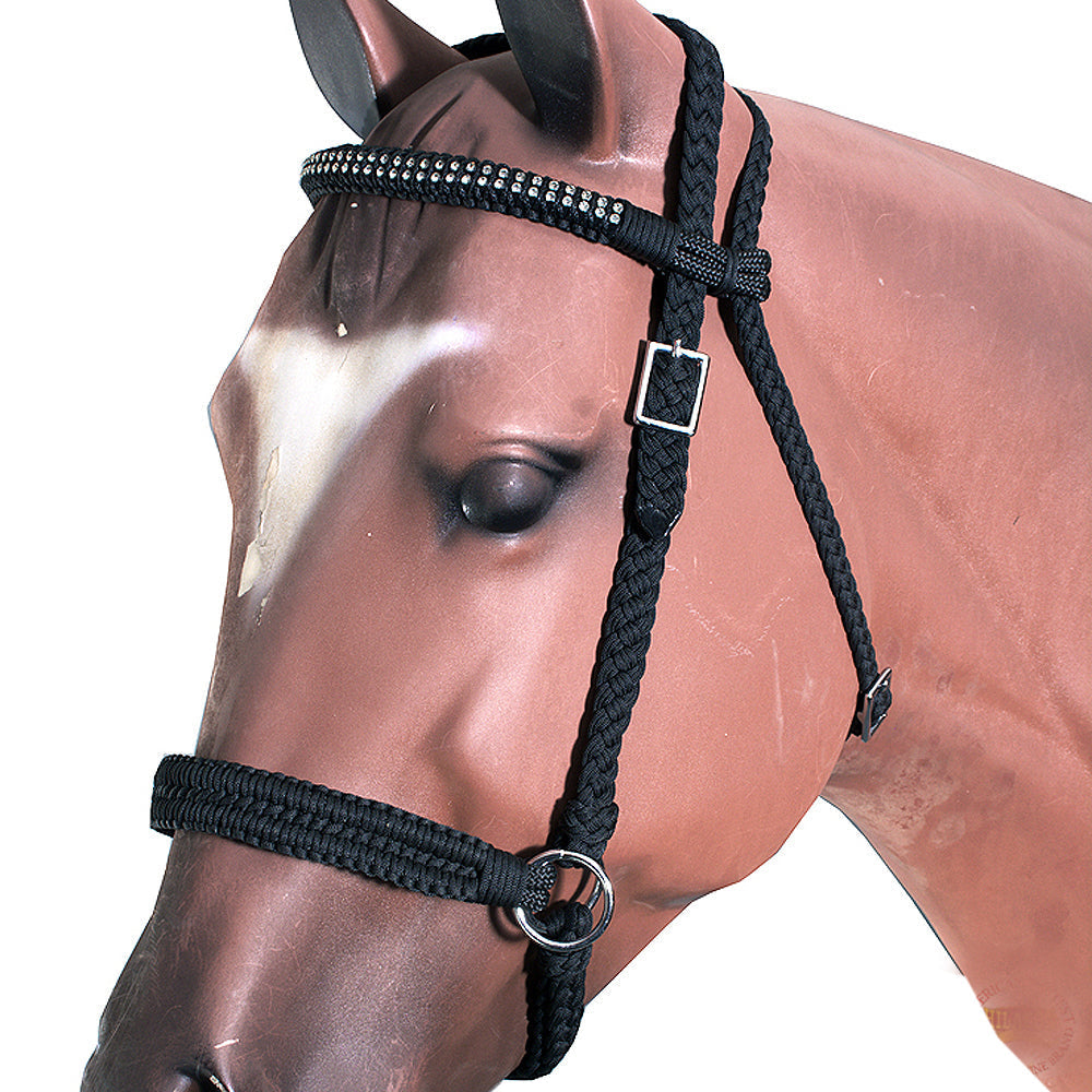 Hilason Flat Braided Paracord Horse Headstall Bridle W/ Crystals