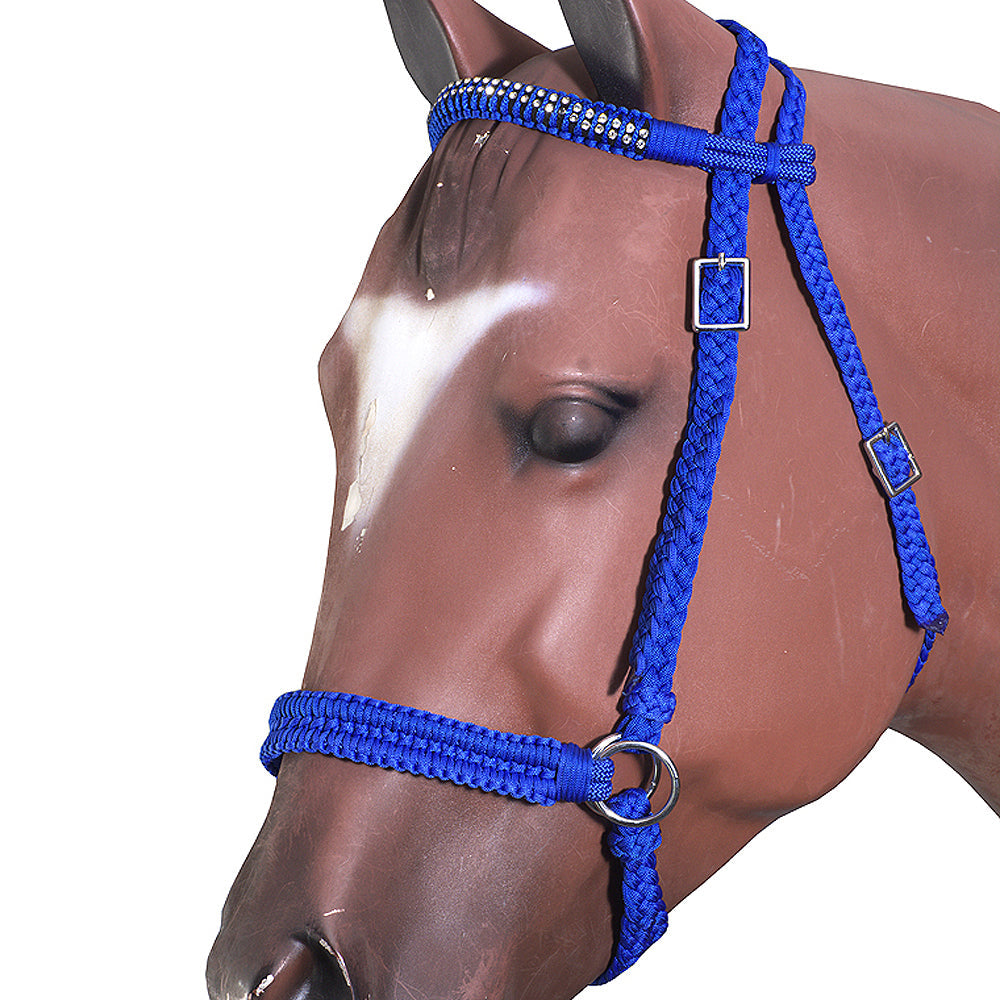 Hilason Flat Braided Paracord Horse Headstall Bridle W/ Crystals