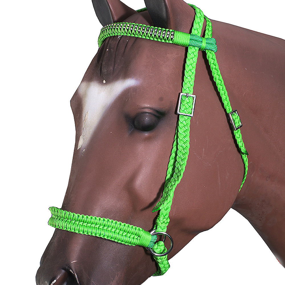 Hilason Flat Braided Paracord Horse Headstall Bridle W/ Crystals