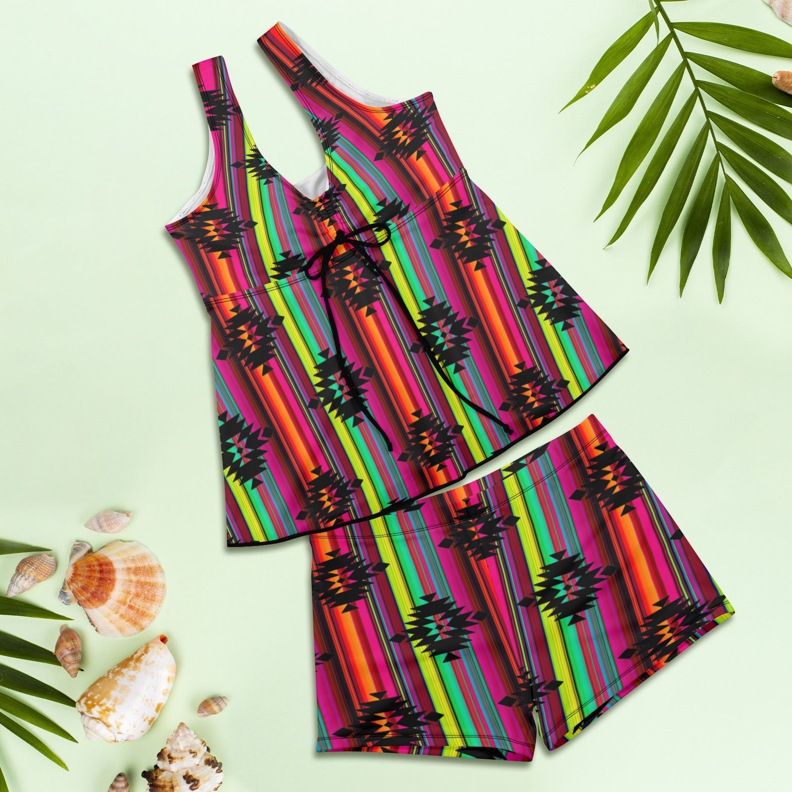Baha Ranch Neon Aztec Tankini & Boy Shorts Swim Set by Baha Ranch Western Wear - product image 4