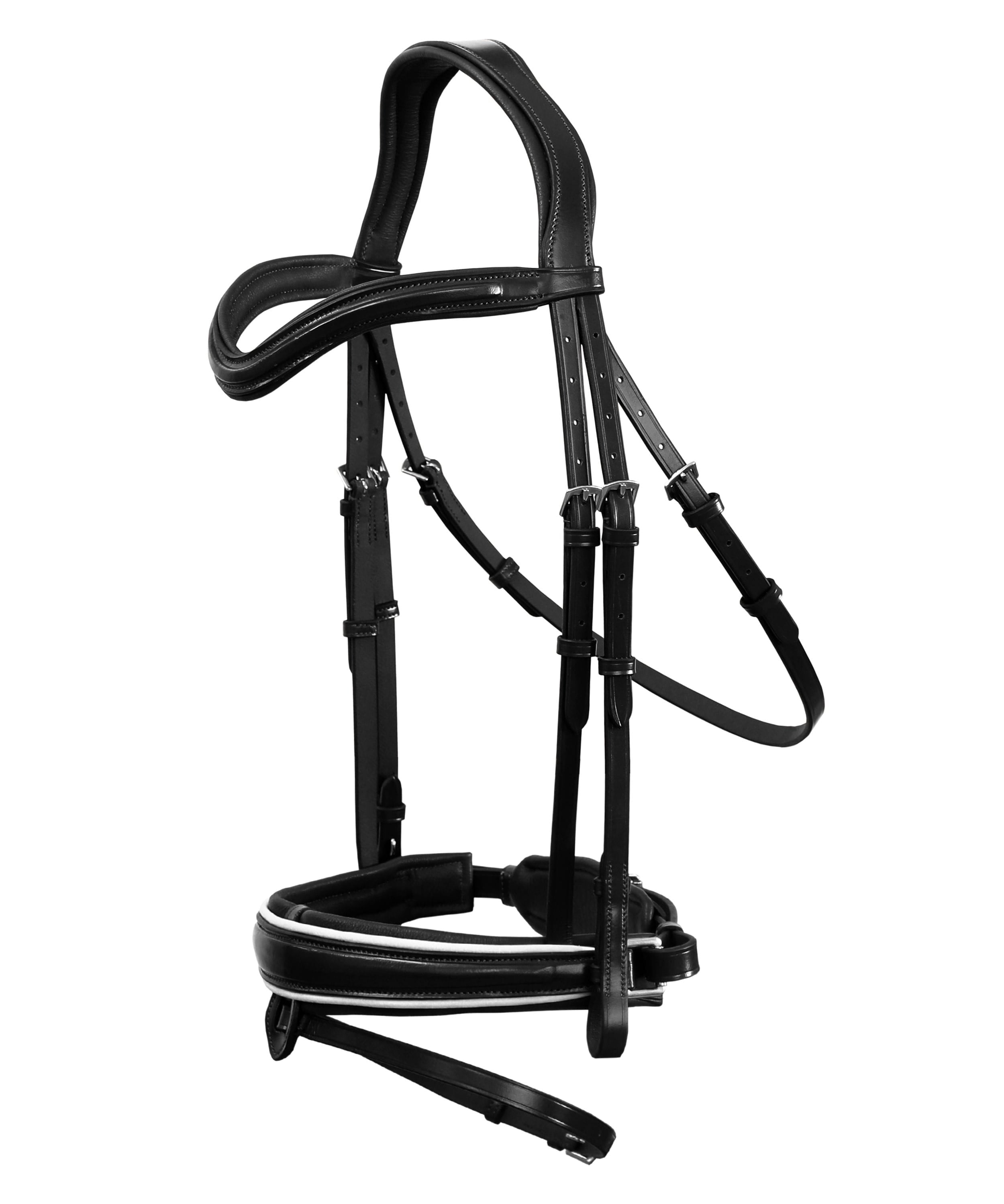 Exion 'Vega' White Piping Dressage Bridle with Reins by Bridles & Reins