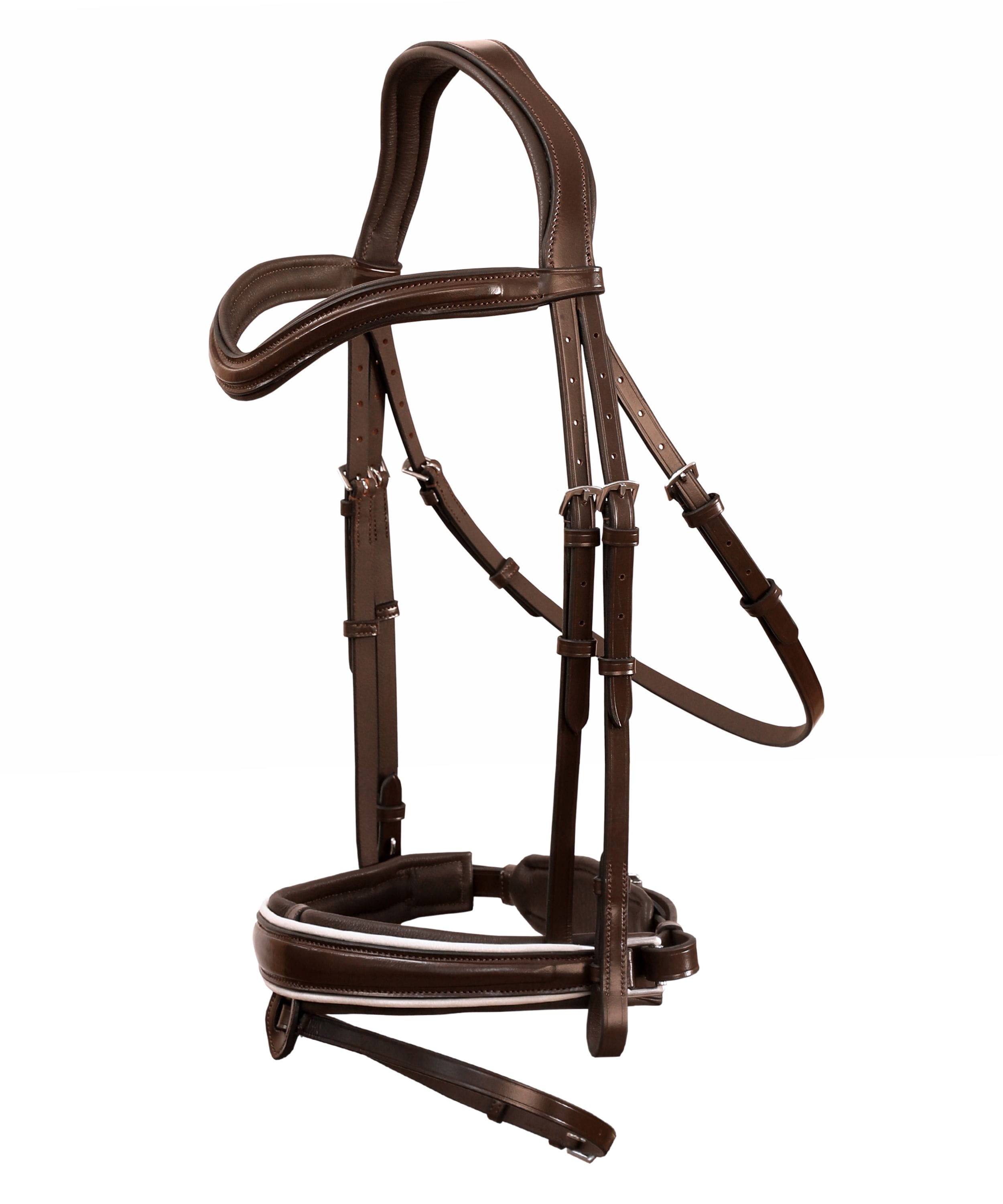 Exion 'Vega' White Piping Dressage Bridle with Reins by Bridles & Reins - alternate view 2