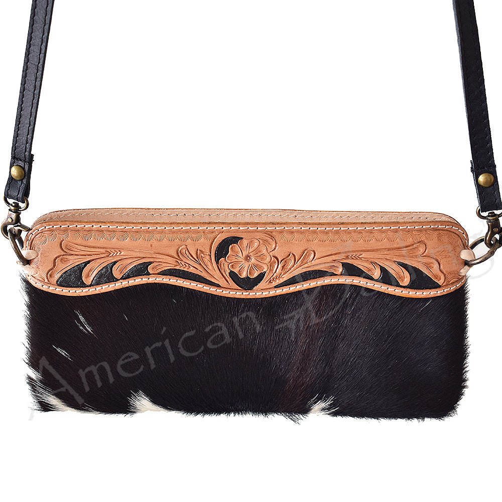 American Darling Small Crossbody Hand Tooled Hair-On Genuine Leather