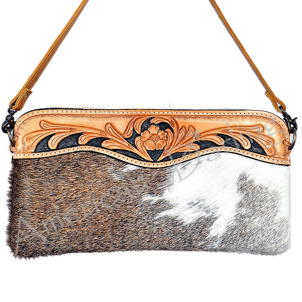 American Darling Small Crossbody Hand Tooled Hair-On Genuine Leather