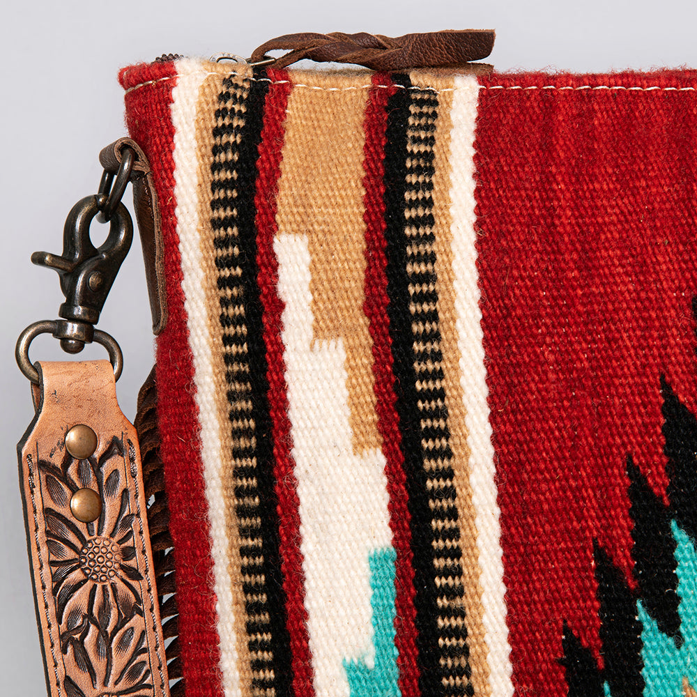 American Darling Hand-Tooled Saddle Blanket Leather Large Crossbody Bag