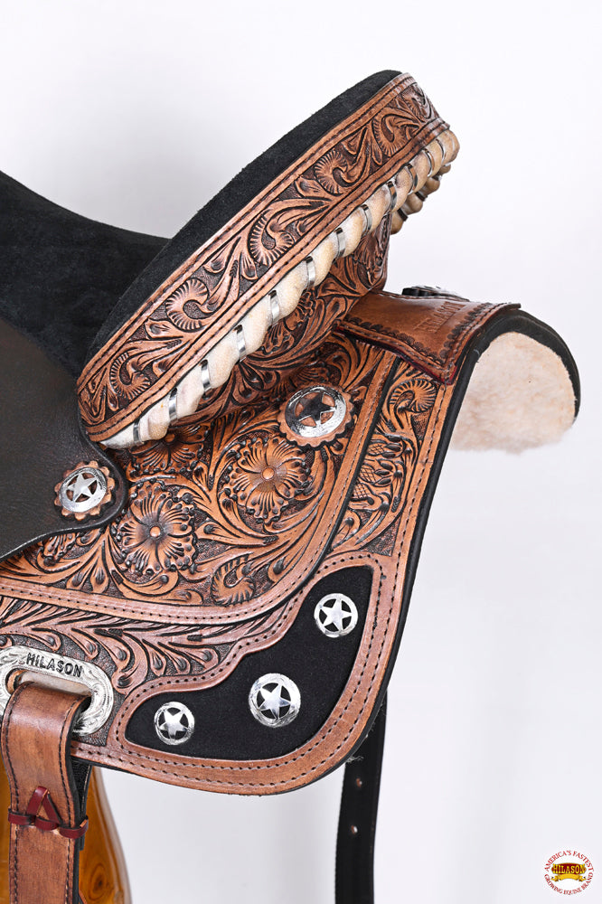 Hilason Western Horse Treeless Saddle American Leather Trail Barrel Tack