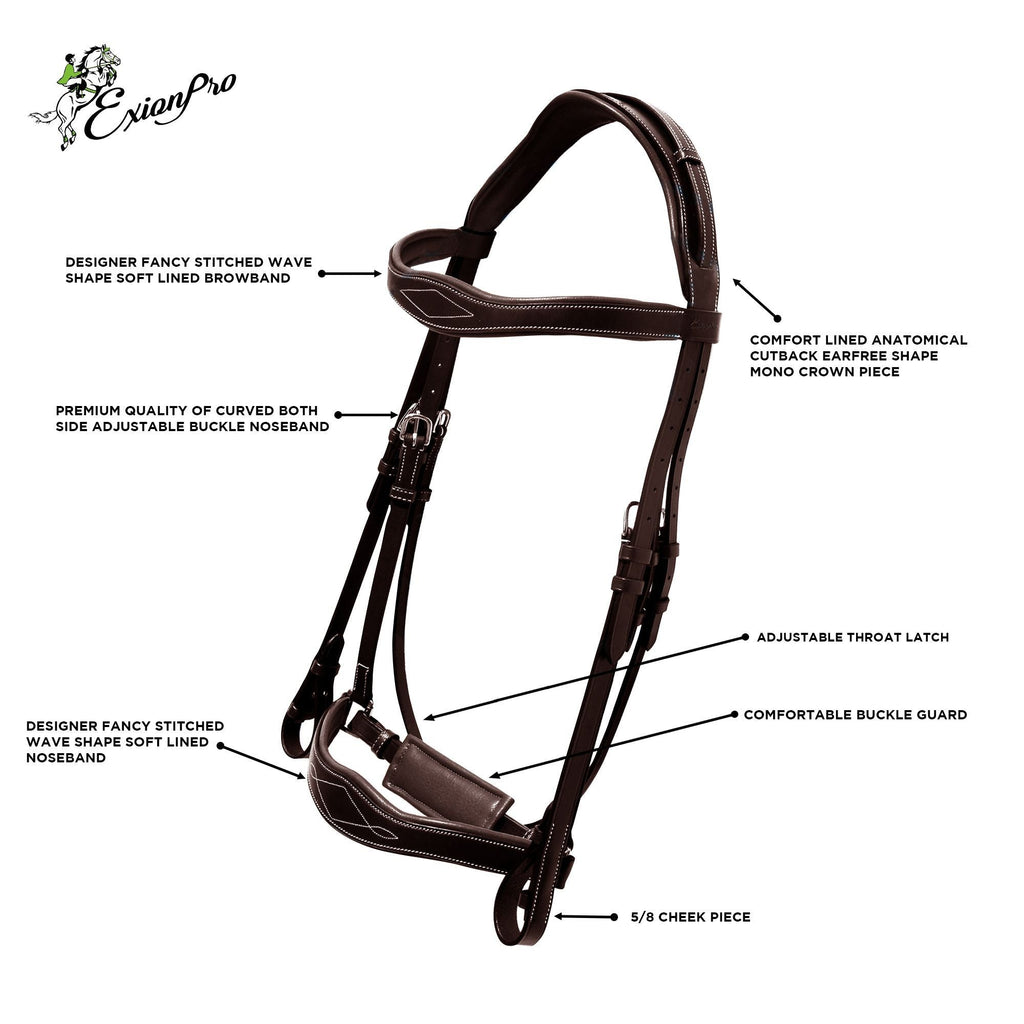 ExionPro Broad Wave Shape Designer Fancy Dressage Bridle & Web Reins by Bridles & Reins - alternate view 9