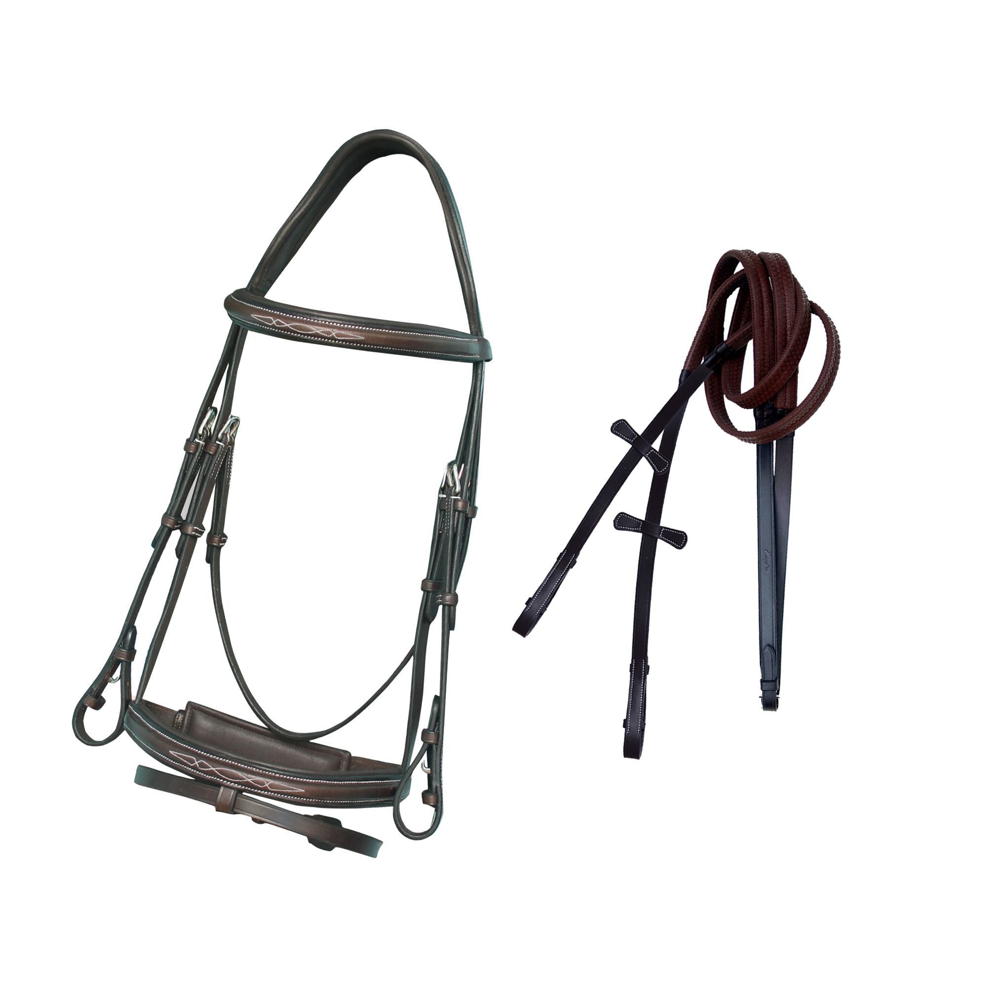 ExionPro Designer Fancy Stitched Bridle with Flash and Rubber Reins by Bridles & Reins
