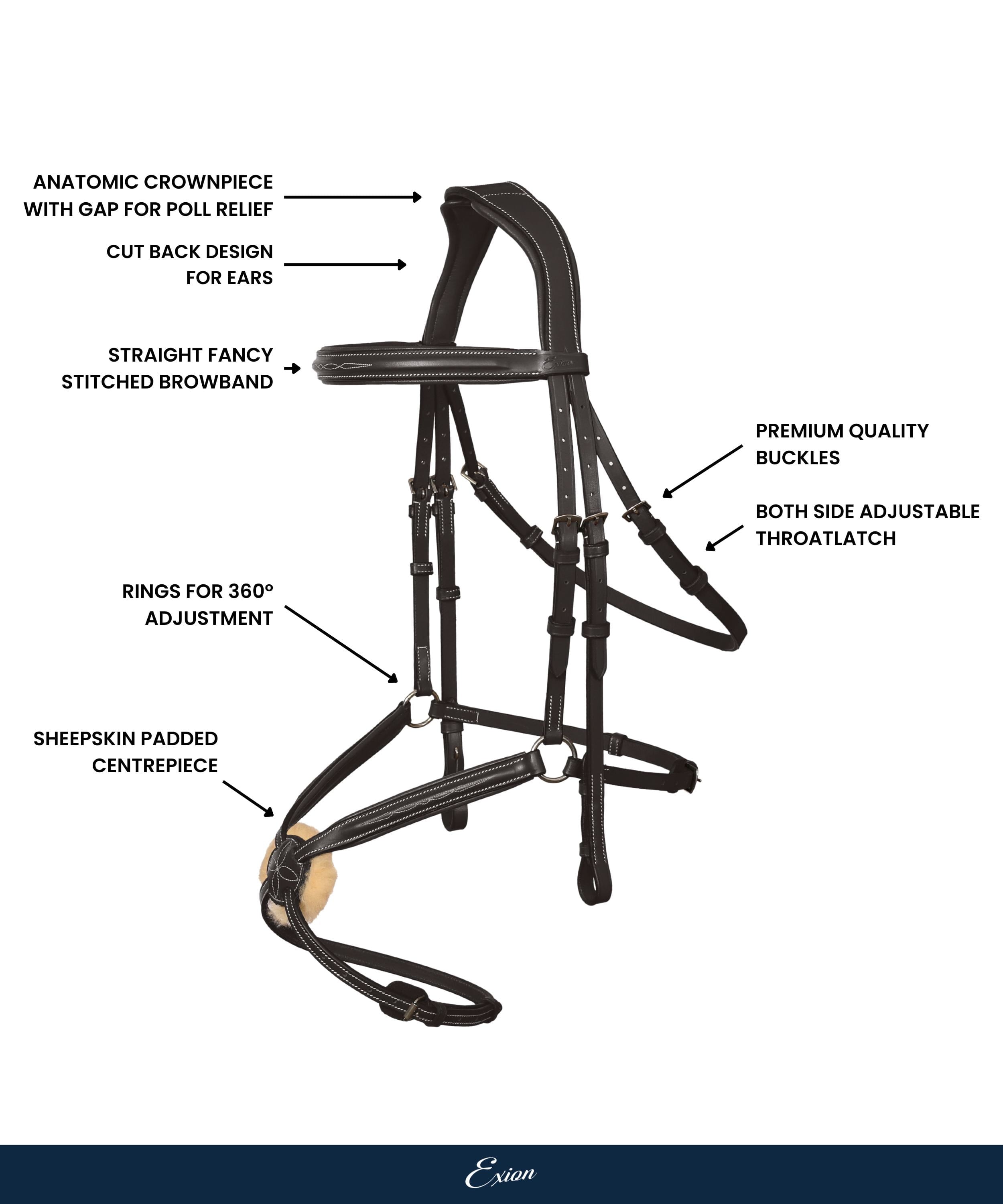 ExionPro 'Vela' Figure 8 Jumping Bridle with Reins by Bridles & Reins - alternate view 4