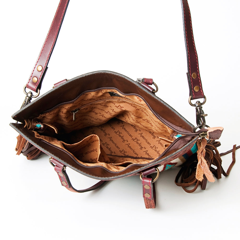 American Darling Hand-Tooled Saddle Blanket Leather Tote