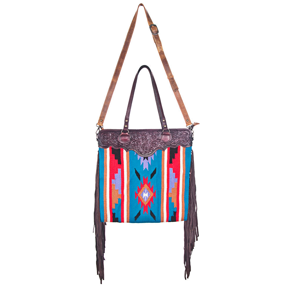 American Darling Hand-Tooled Saddle Blanket Leather Crossbody Bag