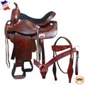 HILASON Western Horse Treeless Saddle American Leather Trail Pleasure Tack | Barrel for Horses