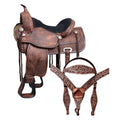 HILASON Western Horse Treeless Saddle American Leather Trail Pleasure Tack | Barrel for Horses