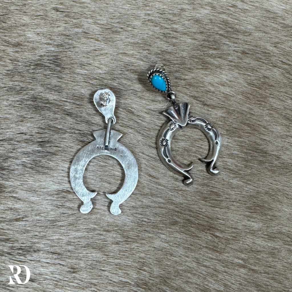 Naja Dangle Kingman Turquoise Earrings By Annette Chiqito — view 4