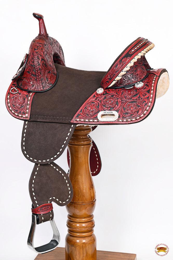 Hilason Western Horse Treeless Trail Barrel American Leather Saddle