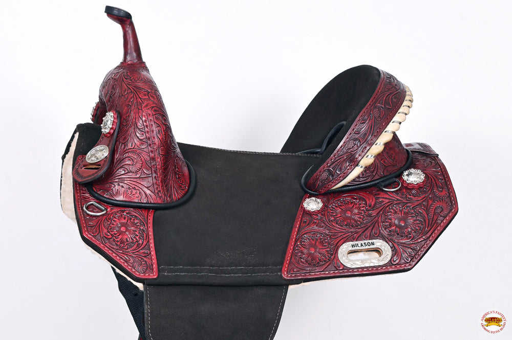 HILASON Western Horse Treeless Trail Barrel American Leather Saddle | for Horses