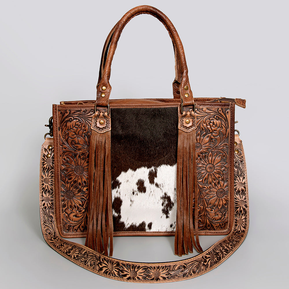 American Darling Briefcase Hand Tooled Saddle Blanket Genuine Leather
