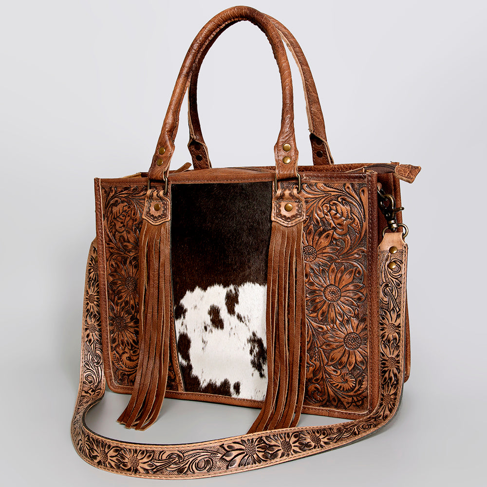 American Darling Briefcase Hand Tooled Saddle Blanket Genuine Leather